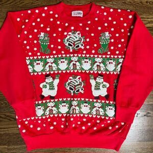 VTG Nutcracker Holiday Christmas Winter Crewneck Sweatshirt Adult L Red Snow USA
